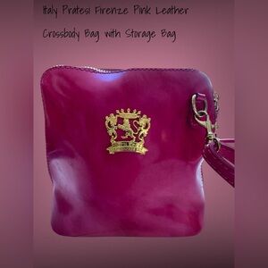 Italy Pratesi Firenze Pink Leather Crossbody Bag with Storage Bag EUC